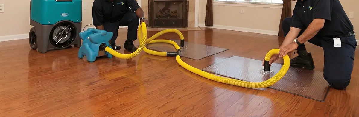 emergency water removal technicians extracting standing water from a home using professional equipment in Las Vegas, NV